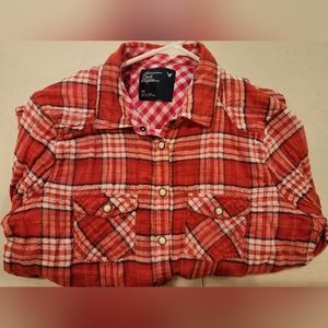 American Eagle red plaid top..women's size 12